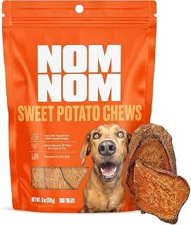 Nom Nom Sweet Potato Chews Dog Treats for Training & Rewards, 6oz, 2-Pack | Dog Treats for Training, Rewards & Meal Toppers, 100% Sweet Potato, No Fillers, No Artificial Flavors, Prepared in the USA