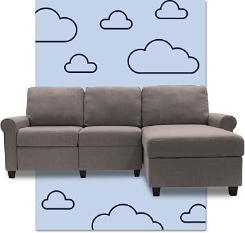 Serta Copenhagen Reclining Sectional Sofa, Small Couch with Built-In Storage, Low-Maintenance & Family-Friendly Fabric, Right Storage Chaise, Gray
