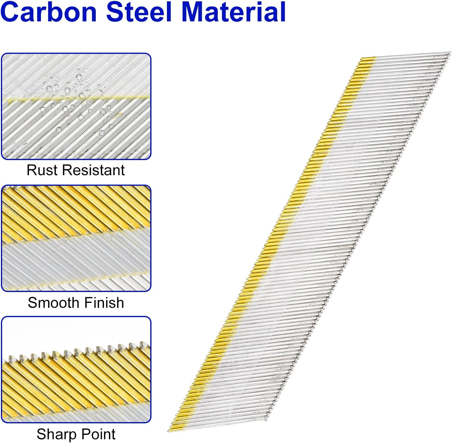 1000 Pcs Angle Nails Finishing 15 Gauge, Length 2", 34-Degree, Galvanized Various Size Project Pack for Woodworking Construction, Zinc Color