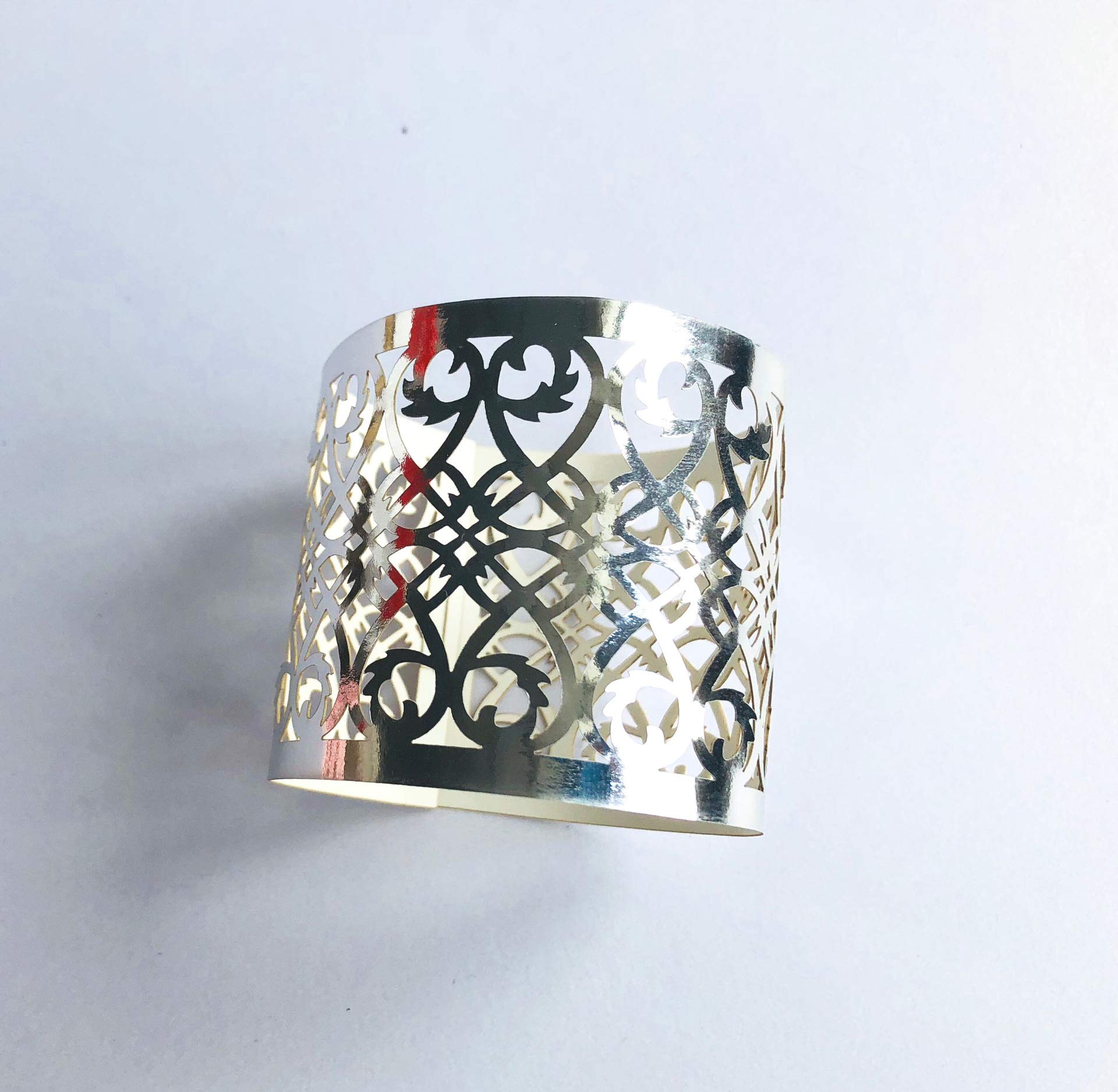 zorpia Premium Napkin Rings Set of 24 Laser Cut Foil Paper for Table Decoration, Dinner Parties, Weddings, Special Events and Catering Services (Silver, 24 Pieces)