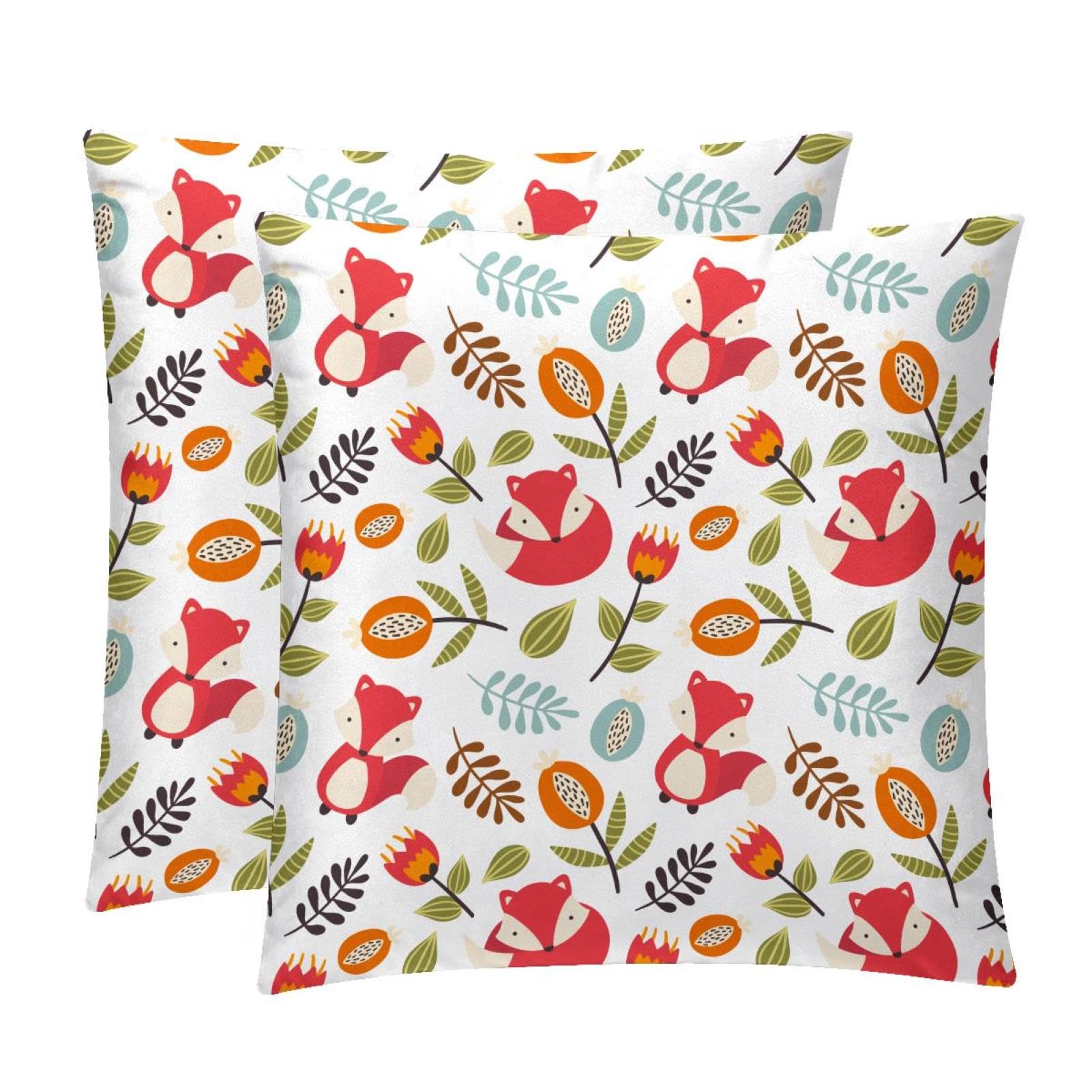 TDGKPZ Autumn Fox Throw Pillow Covers 2 Pack Cushion Cases Decorative Pillow Cases Home Decor 50x50cm