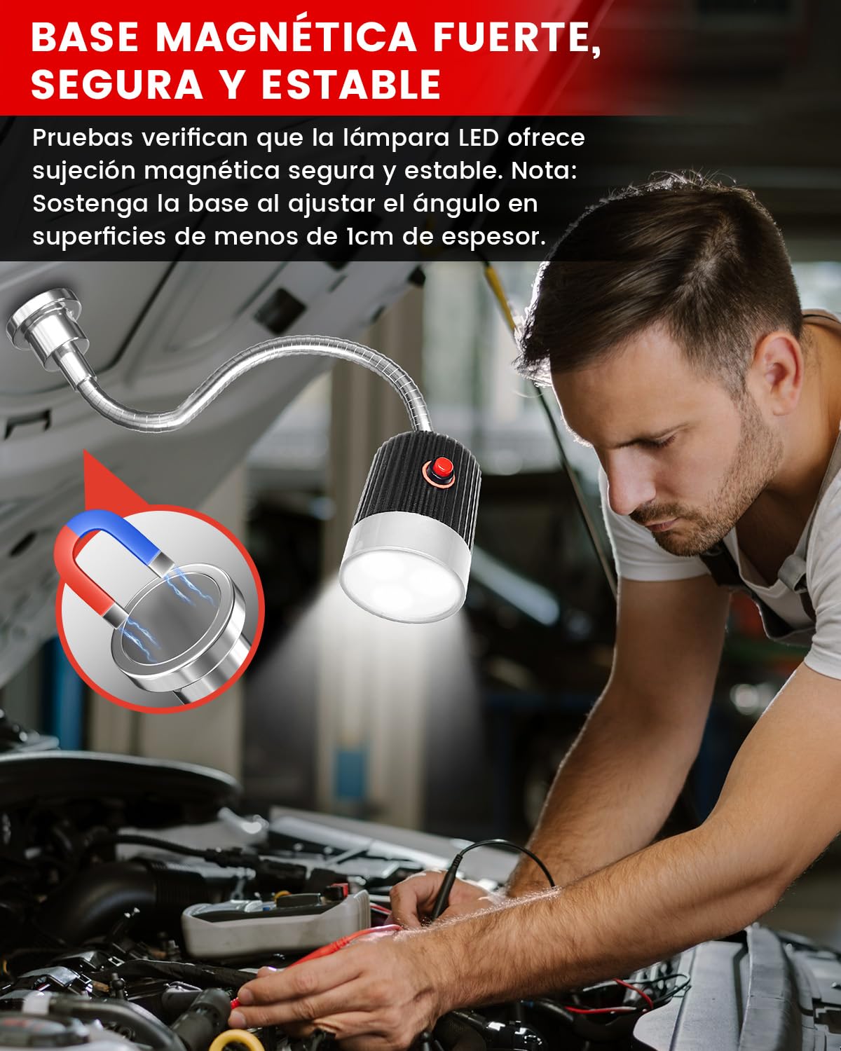 Klarlight Lámpara Magnética LED de Trabajo 5W, Lámpara de Máquina Magnética, Tubo Flexible para Máquinas, Luz Blanca Fría 6000K para Torno, Banco de Trabajo, Máquina de Coser, Parrilla y Taller
