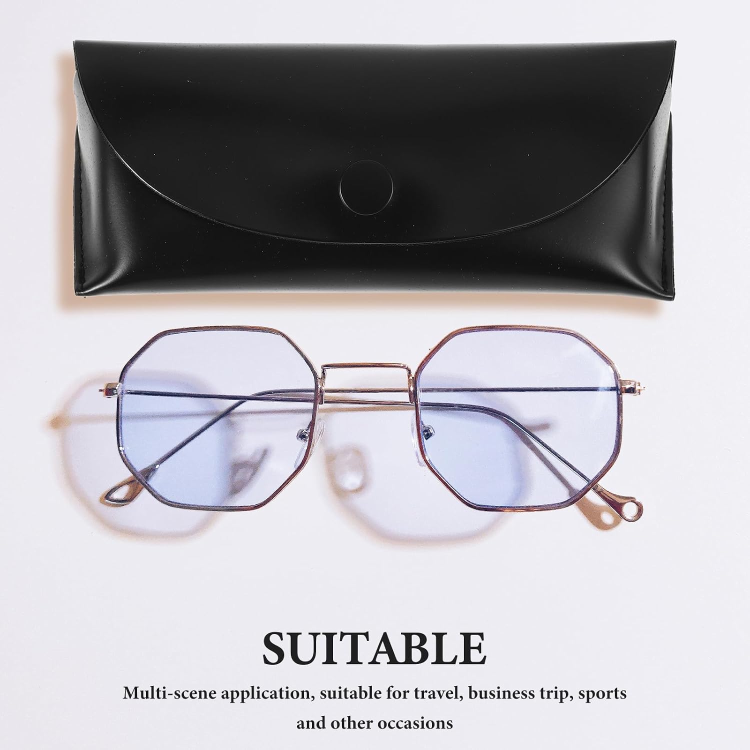 MAGICLULU Black Pu Leather Eyeglasses Case Soft Sunglasses Pouch Portable Eyeglass Case for Men and Women Travel Compatible with Reading Glasses