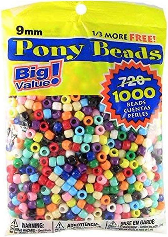 Darice Pony Beads Multi Color 9mm 1000 Pcs in Bag