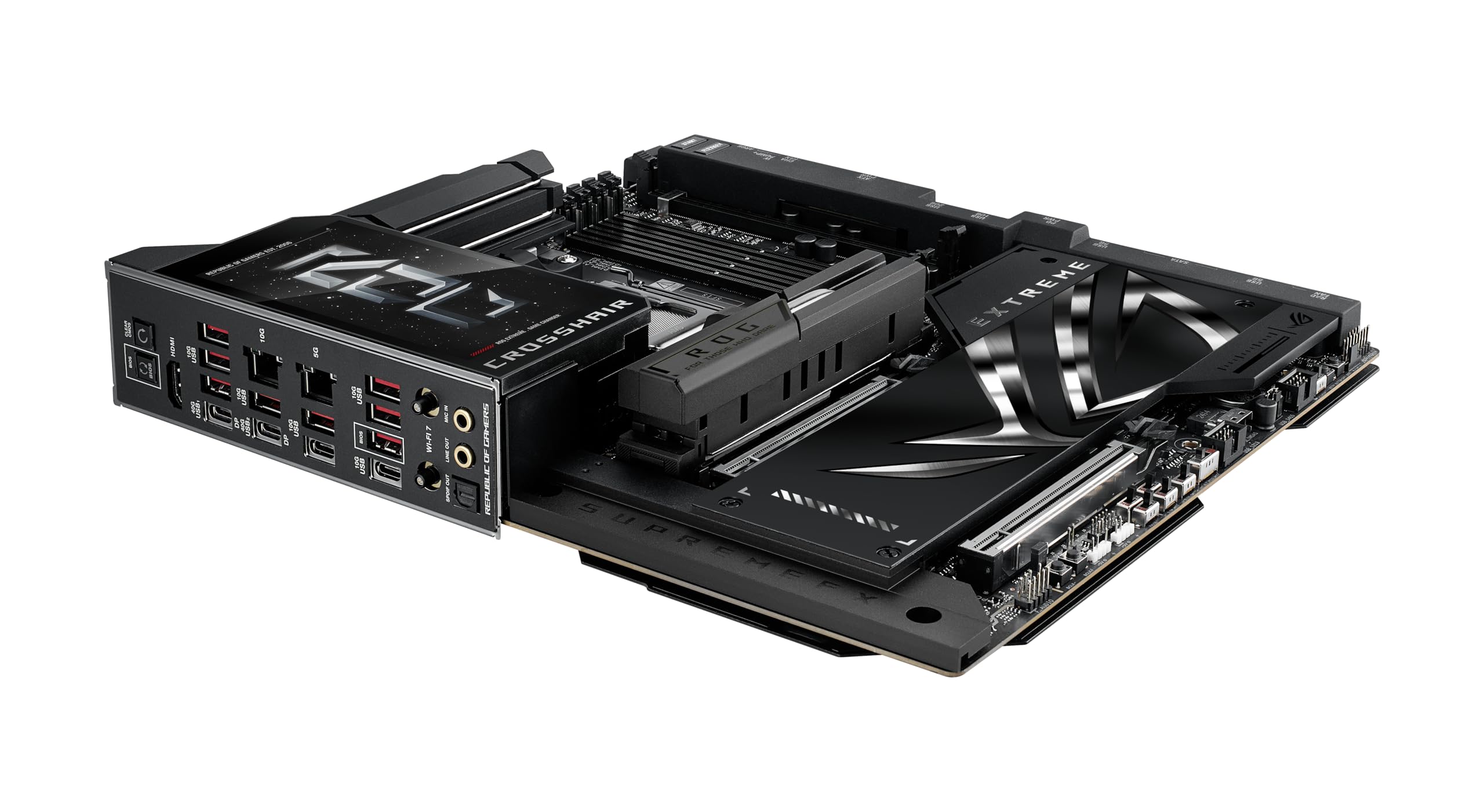 ASUS ROG Crosshair X870E Extreme AMD X870E AM5 E-ATX - Placa base para juegos, 20+2+2 etapas de potencia, DDR5, PCIe 5.0, 5X M.2, 5G y 10G LAN, Wi-Fi 7, USB4 Type-C, LCD de 5 pulgadas, overclocking AI