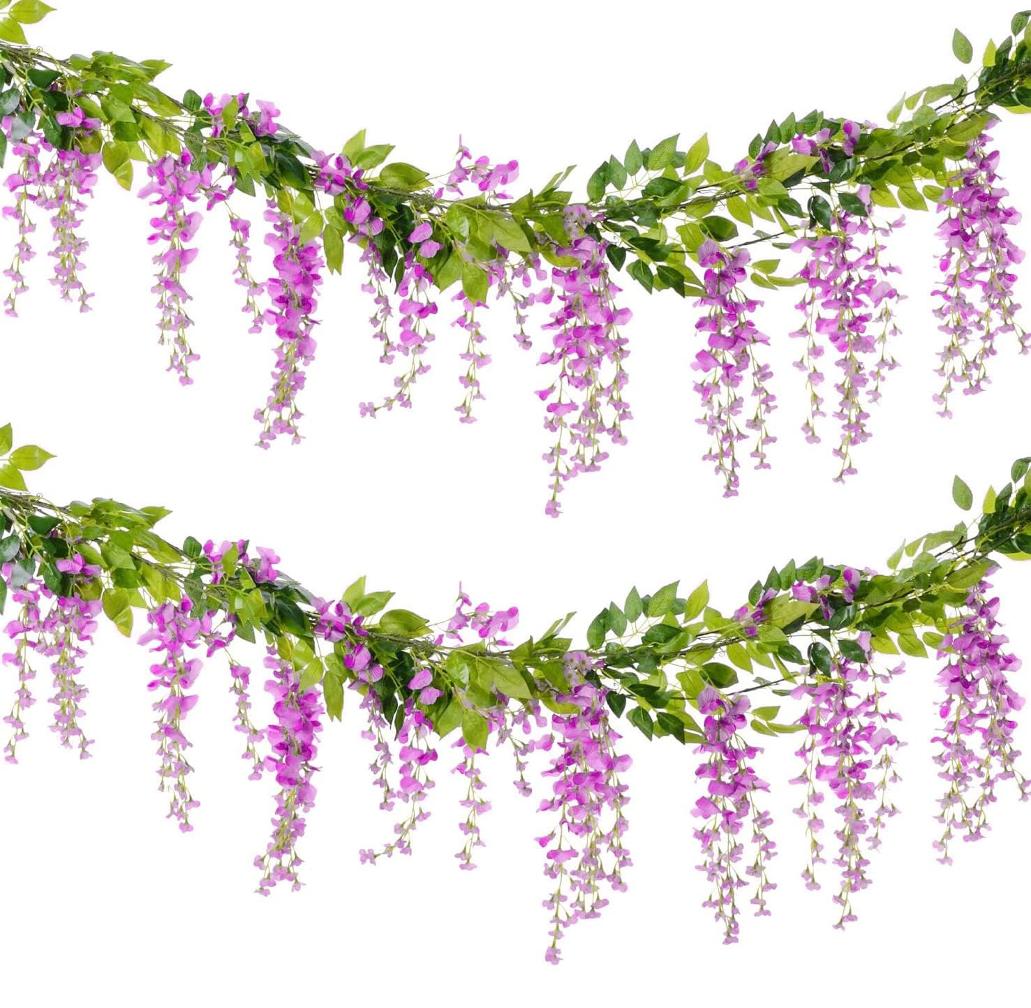 Charismau Flower Garland Decoration, 4x7Ft/ 2.1M Artificial Wisteria Vine Garland Plants, Wisteria Artificial Flowers for Wedding, Party, Garden, Home, Bedroom Decoration(Pink)