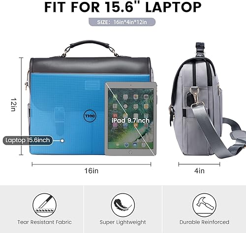 Miniatura 7 de LOVEVOOK Bolsa para laptop para mujer, 15.6 pulgadas, gran capacidad, maletín para computadora, bolsa de hombro para oficina, negocios, trabajo,