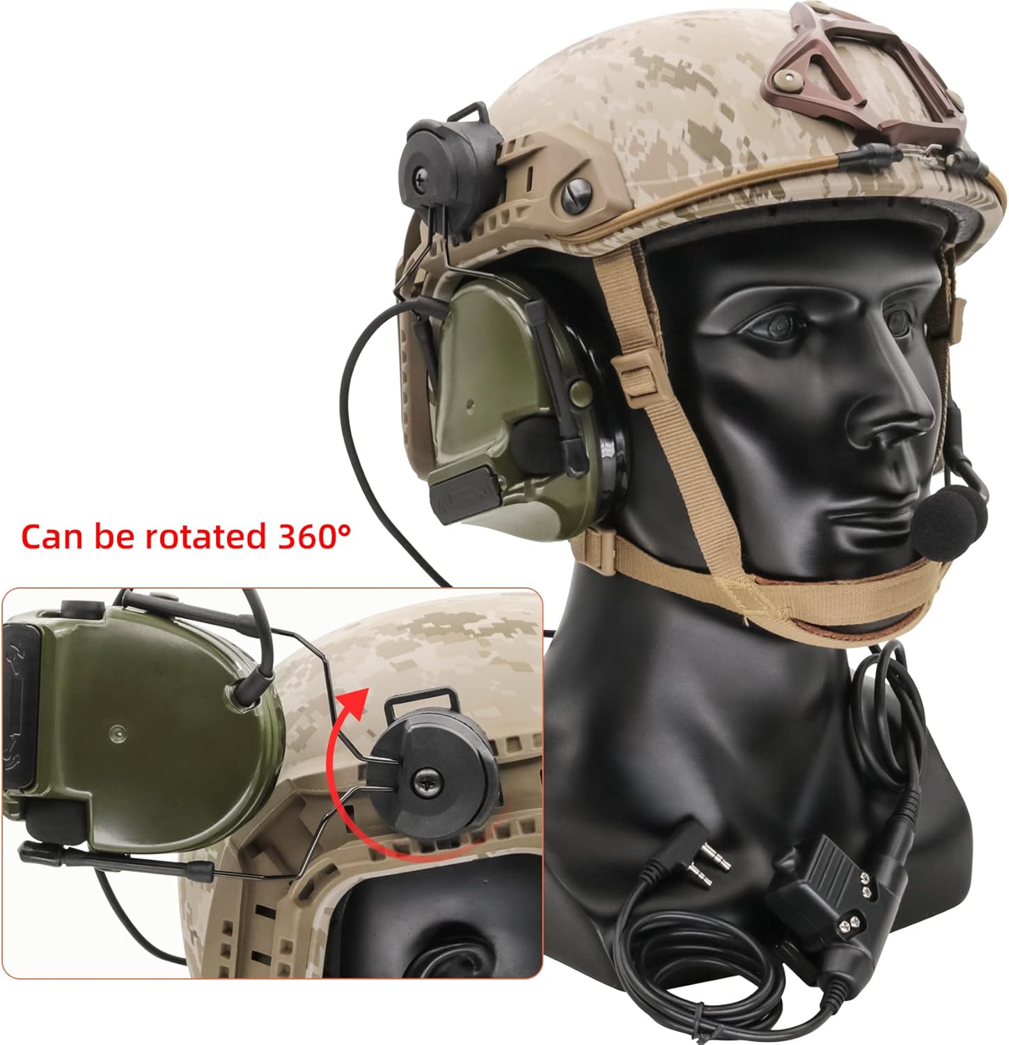 HEARFALCOM Comta III Tactical Headset Helmet ARC Rail Adapter Bracket Version Noise Cancelling Pickup Shooting Headset