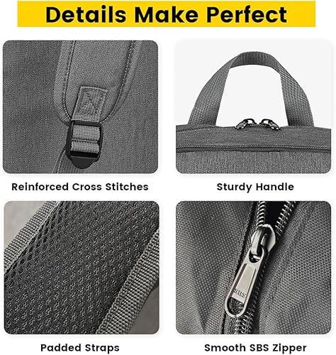 Vista 5 de Vorspack Mochila para mujeres y hombres Mochila ligera con múltiples bolsillos, mochila casual para el trabajo, universidad y viajes, Gris, Classic