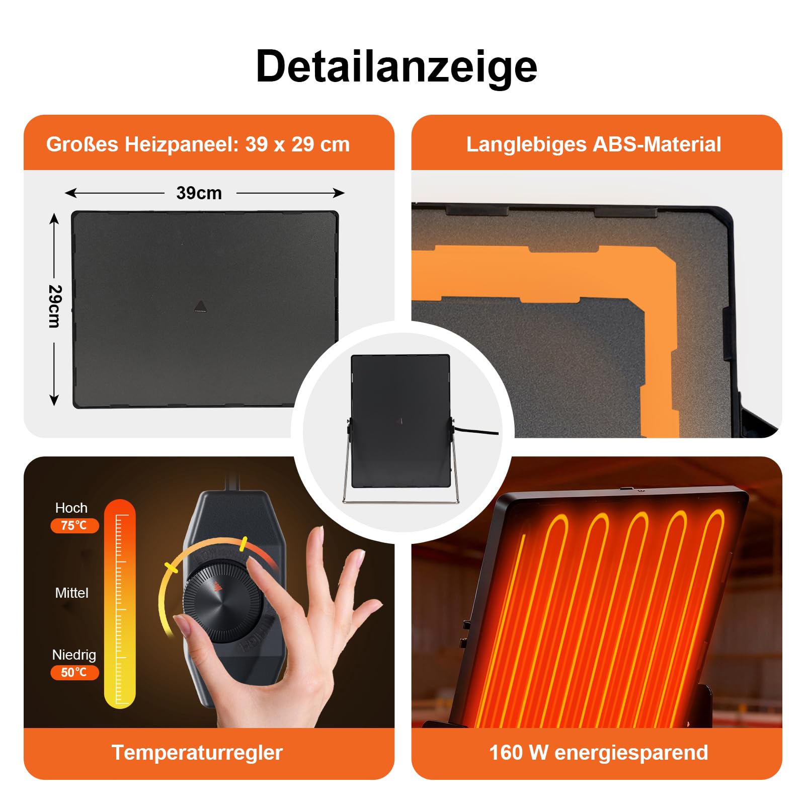 Hühnerstall Heizung,140W Wärmeplatte Hühner, 40X30cm Heizung für Hühnerstall,Hühnerheizplatte mit Halterung für 360 Grad Drehung, geeignet für Bauernhöfe, Hühnerställe, Entenhäuser