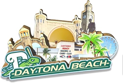 Imán de Daytona Beach de los E.E.U.U. Imán de nevera 3D de madera Monumentos de viaje coleccionables, recuerdos, decoración hecha a mano 2