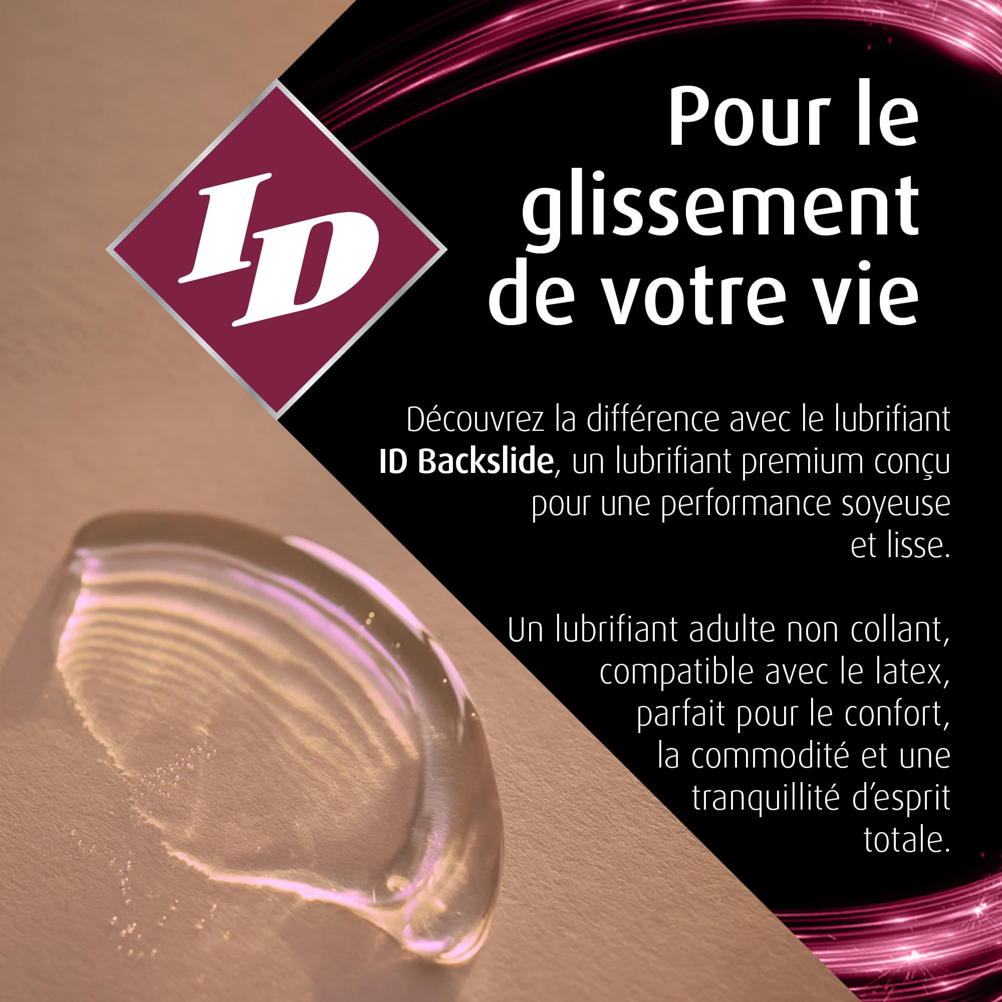 ID BackSlide Gel Lubrifiant Anal Silicone 250ml - Gel Lubrifiant Anal Premium pour une Intimité Sexuelle Privée, Gels Lubrifiant Anals Résistant à l'Eau pour Hommes