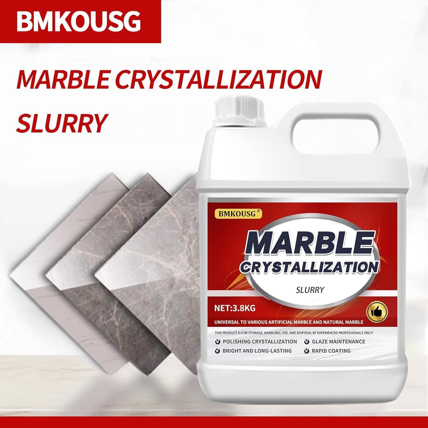 Marble Care Polishing,Mirror Brightening Treatment,Crystal Plating Maintenance,Marble Crystallization Slurry-1 Gallon (1Pce)