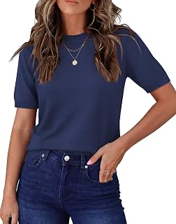 Short Sleeve Sweaters for Women Summer Lightweight Loose Business Casual Tops (XS-XXL)