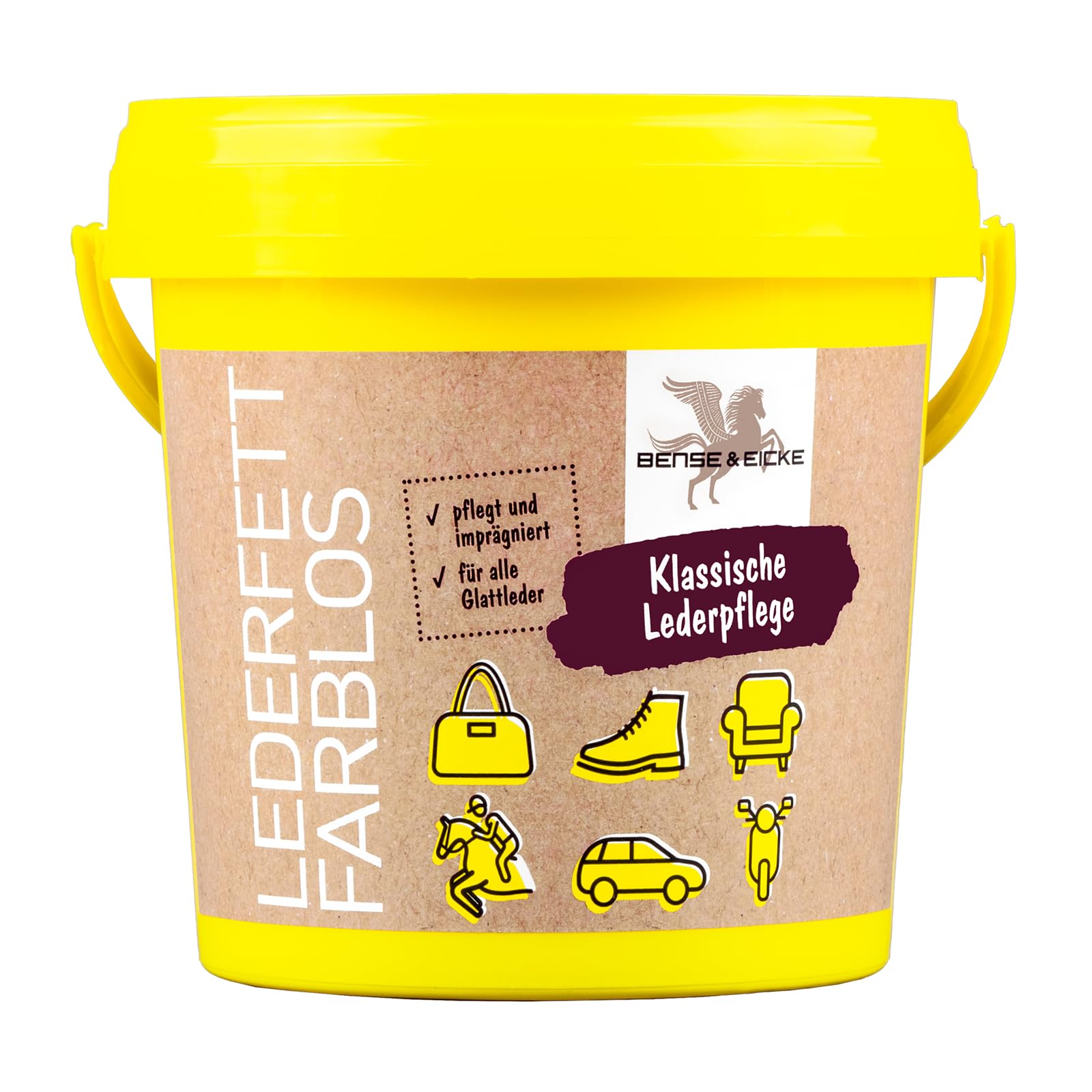 Bense & Eicke Lederfett - farblos, pflegt und nährt Glattleder, Schutz vor Nässe, macht weich und geschmeidig, für Sattel, Schuhe und Motorradbekleidung, 5000 ml