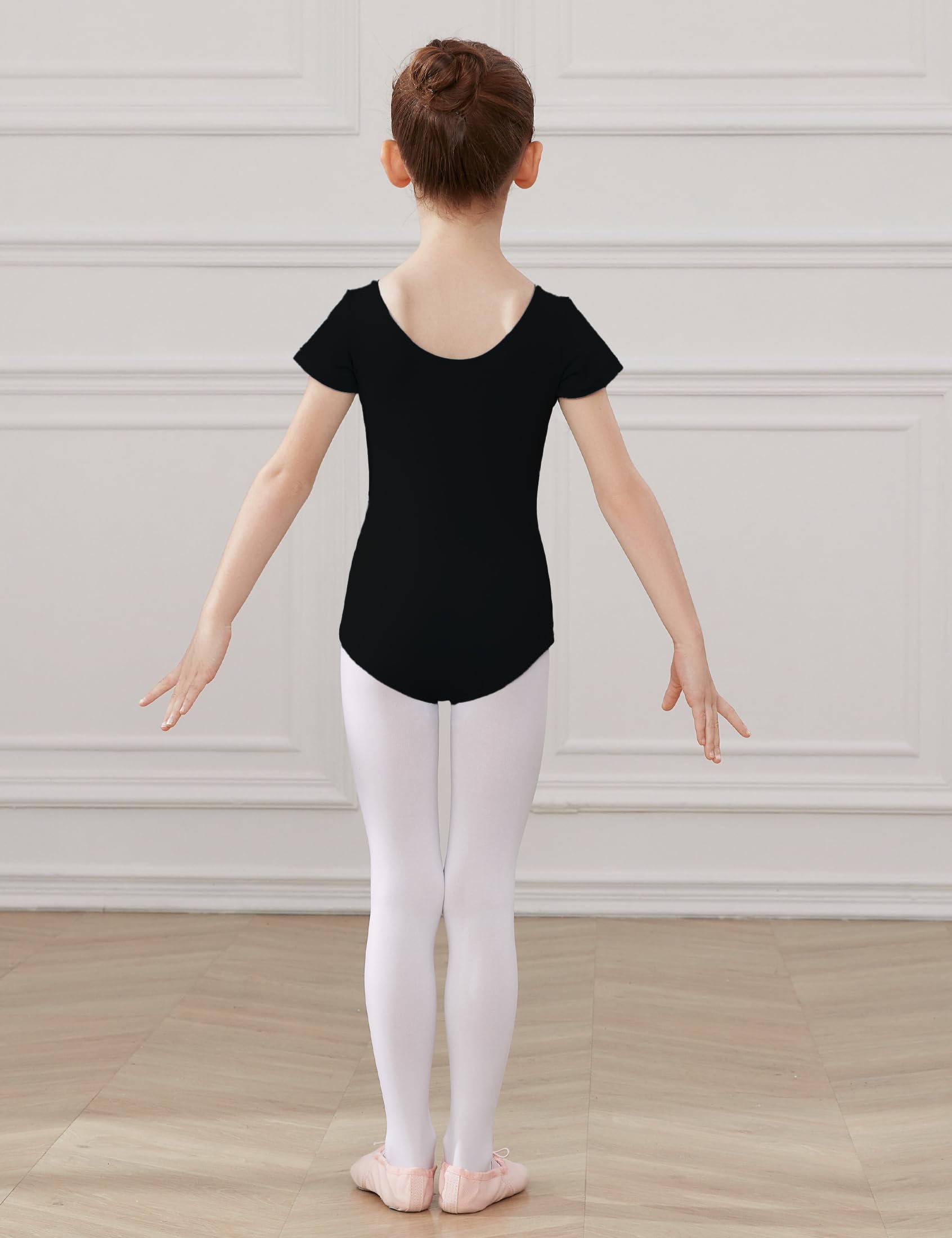 HROYL Maillot de Ballet Danza para Niñas Clásico Manga Corta Leotardos de Baile Gimnasia