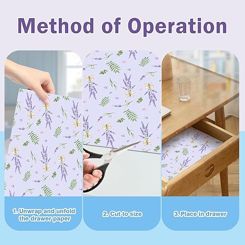 Miniatura 5 de SCENTORINI Revestimientos para cajones para tocador, 6 hojas de lavanda + 6 hojas de forro de cajón con aroma a polvo de bebé, forro de papel