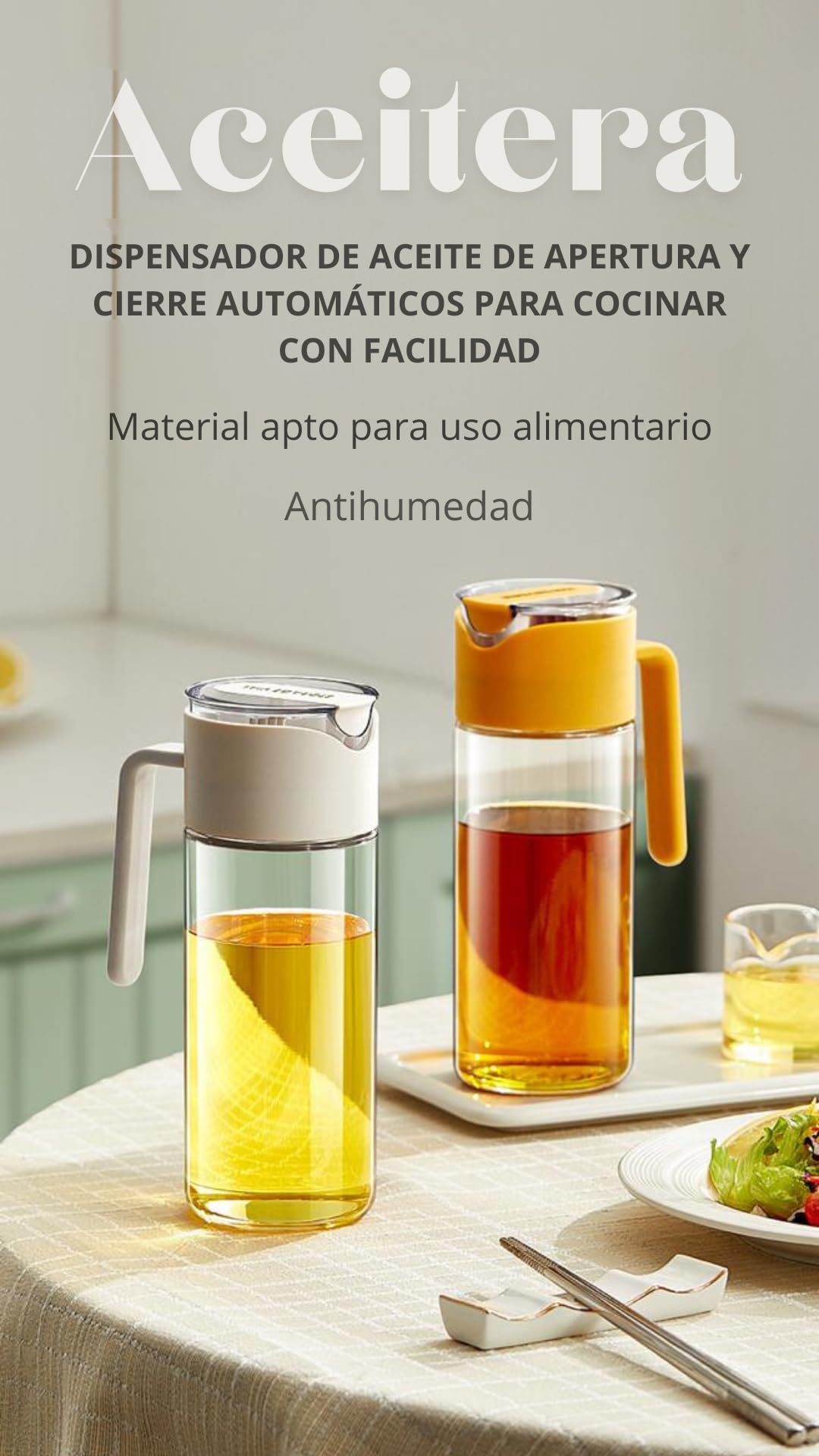 RYM essentials Oliera in vetro 550 ml, design con manico, olio