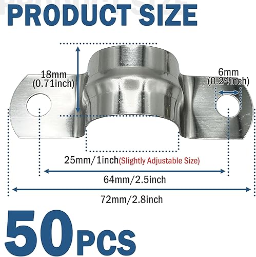 Miniatura 2 de 34 pulgadas 50 piezas de tubo rígido de acero inoxidable con dos agujeros en forma de U para tarjeta de tubería de tubo de acero inoxidable 304