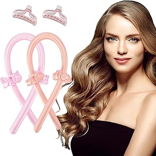 2pcs Heatless Curling Rod Headband - Heatless Hair Curler for Long Hair, No Heat Curl Ribbon with Hair Clips and Scrunchie