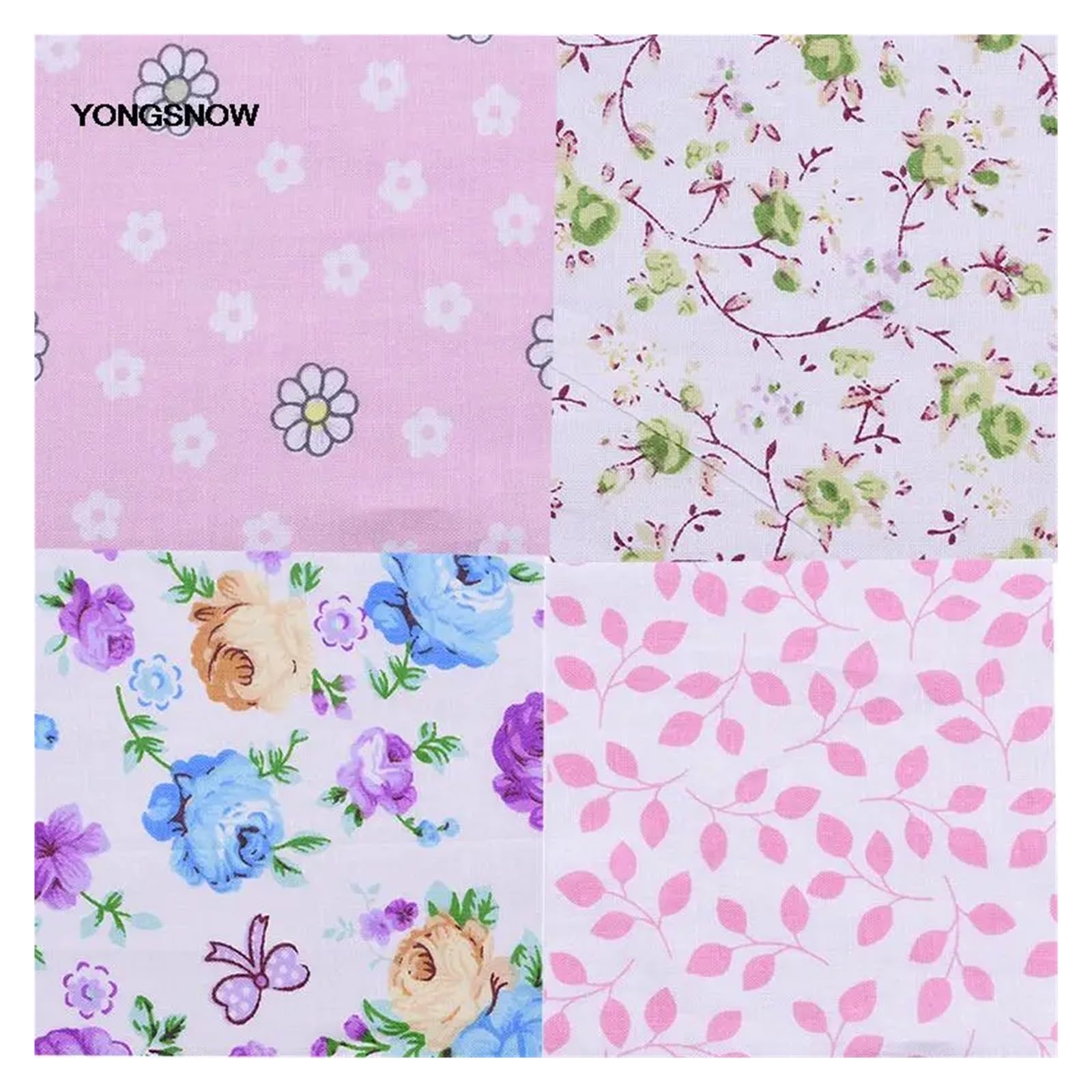 Telas Para Patchwork 50 Uds. De tela de algodón de 10x10cm, diferentes flores estampadas, hecho a mano, acolchado, tela de costura artesanal(B07-50PCS)