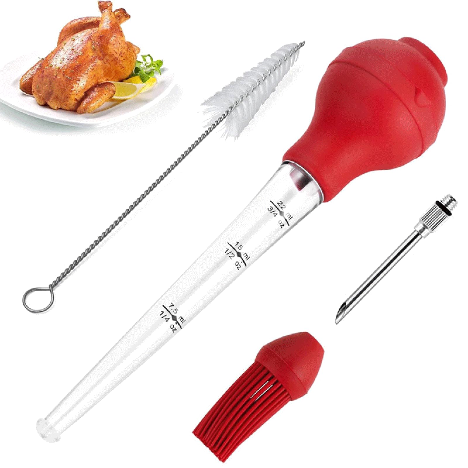 Jidyllic Show As Photo Turkey Baster Set Of 4,Turkey Seasoning Pump Baster Tool For Cooking Syringe For Home Baking With Cleaning Brush Barbecue Tool For Bbq Grill Baking Kitchen Cook