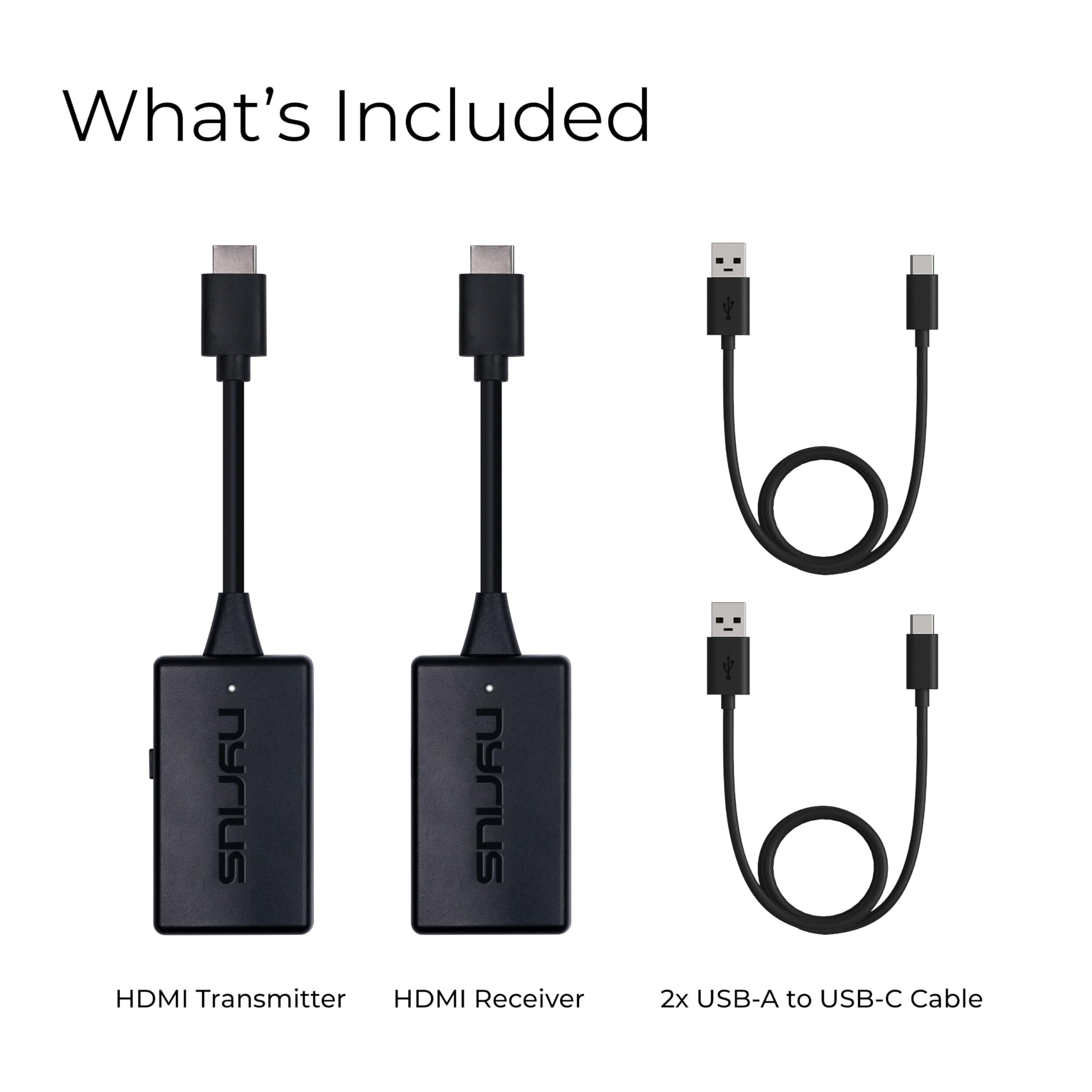 Nyrius Orion Prime Kabelloser HDMI-zu-HDMI Video-Sender & -Empfänger, Plug-&-Play-Extender, streamt Full HD 1080p bis zu 45 m von PC, Laptop, Kabel-/Satelliten-Receiver auf TV oder Projektor (TDD20)