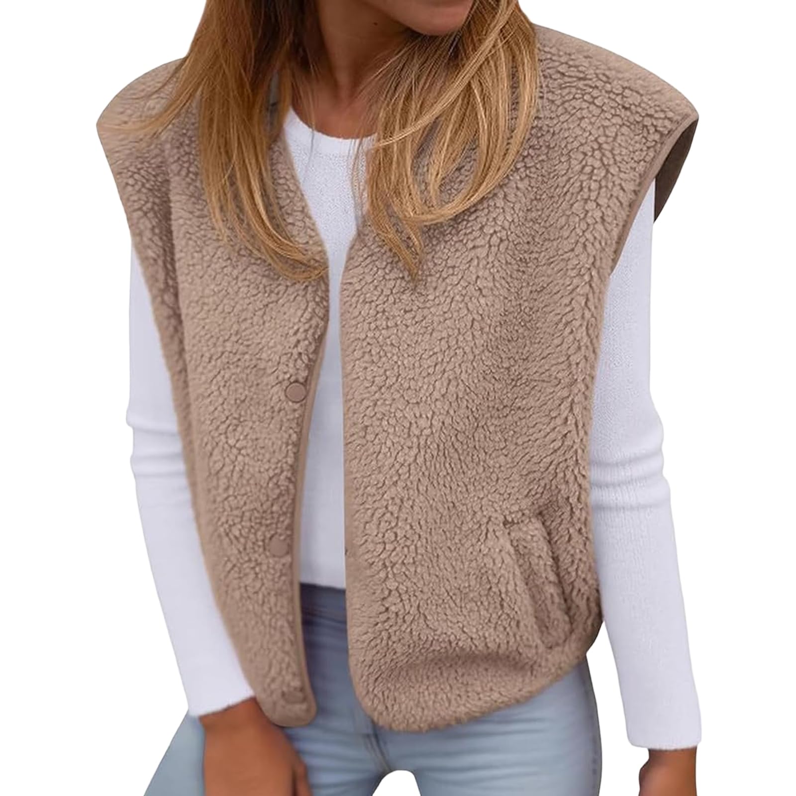 FUPODD Teddy Fleece Weste Ärmellose Teddywesten Leicht Fleeceweste Winter