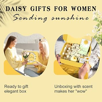 Daisy Gifts for Women, Gift Baskets for Women, Cute Unique Birthday Gifts for Woman Best Friend, Inspirational Gifts for Woman, Daisy Themed Mothers Day Gift for Her Teen Girl Sister Friendship