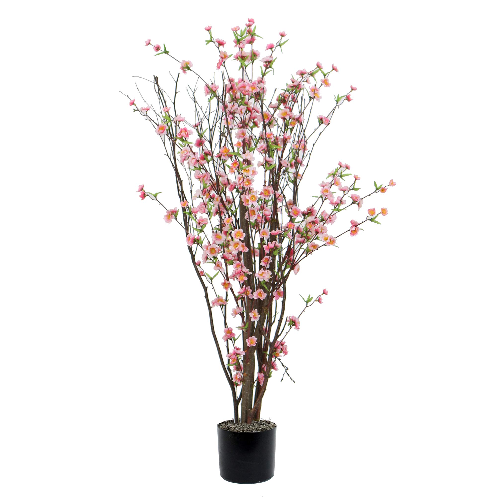 Vickerman 4' Artificial Hot Pink Blossom Tree set in Black Pot