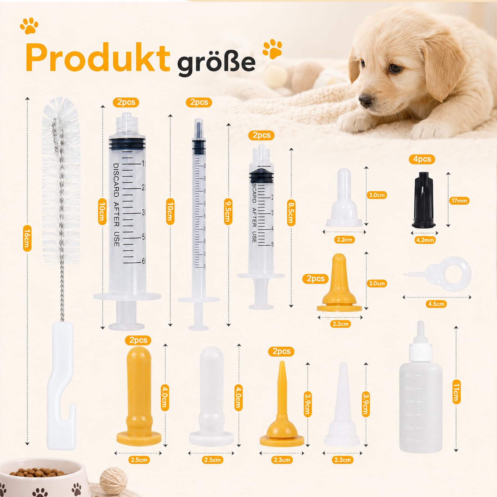 Botella de cría para mascotas, leche para cachorros, botella de cría para cachorros de perros, botón a presión, pastillero, jeringa, dispositivo de alimentación, tetina, alimentador de pezones
