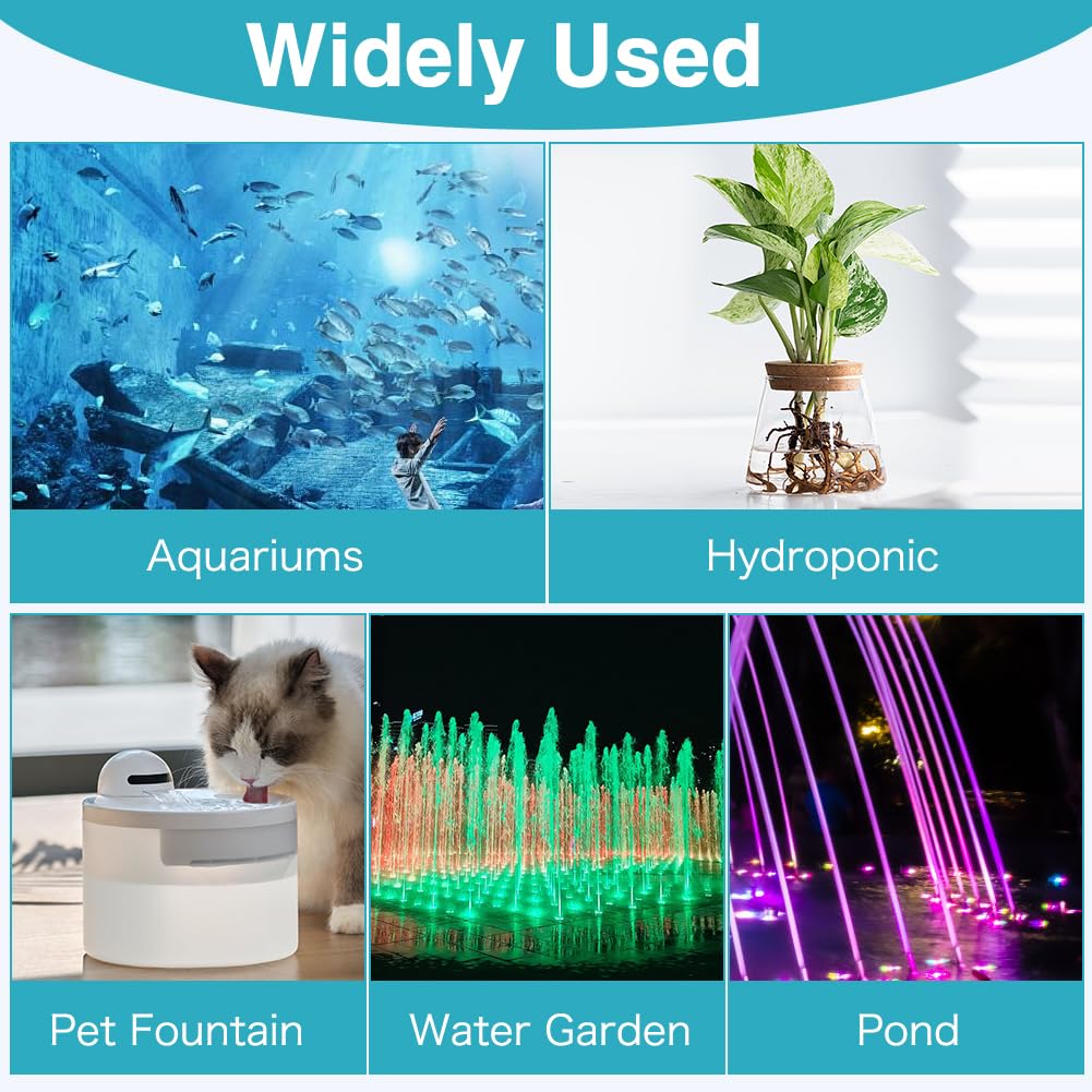 2 Stück 5W Mini Aquarium Wasserpumpe mit 4 LED Licht 350L/H 3.5W, Teichpumpe Tauchpumpen für Aquarium Teich, Steingarten, Brunnen, Garten Tauchwasserpumpe, Max Förderhöhe 0.85m
