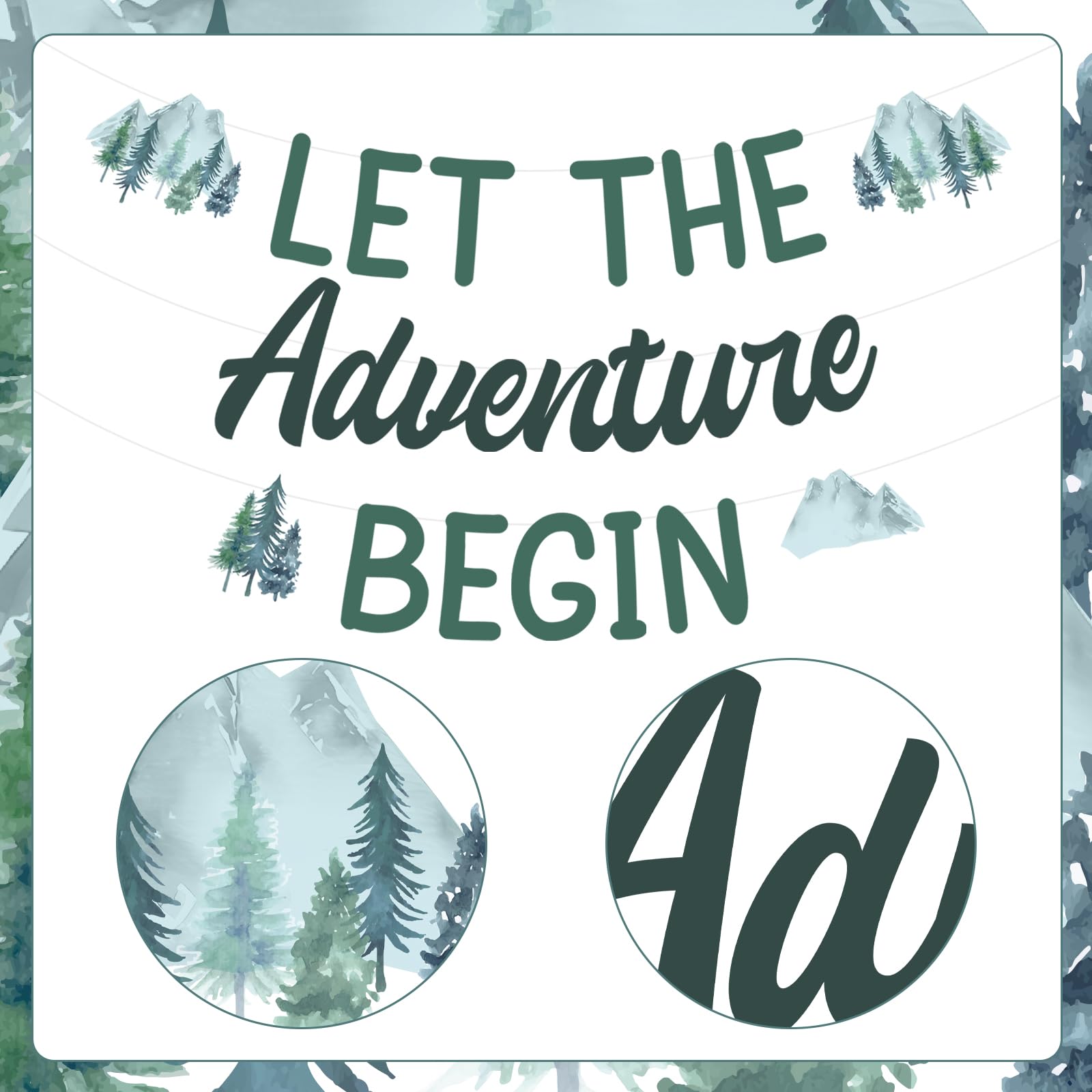 Adventure Awaits Baby Shower Decorations - 3-Piece Pennant Banner, Forest Mountain Theme, Pre-Strung - View #3