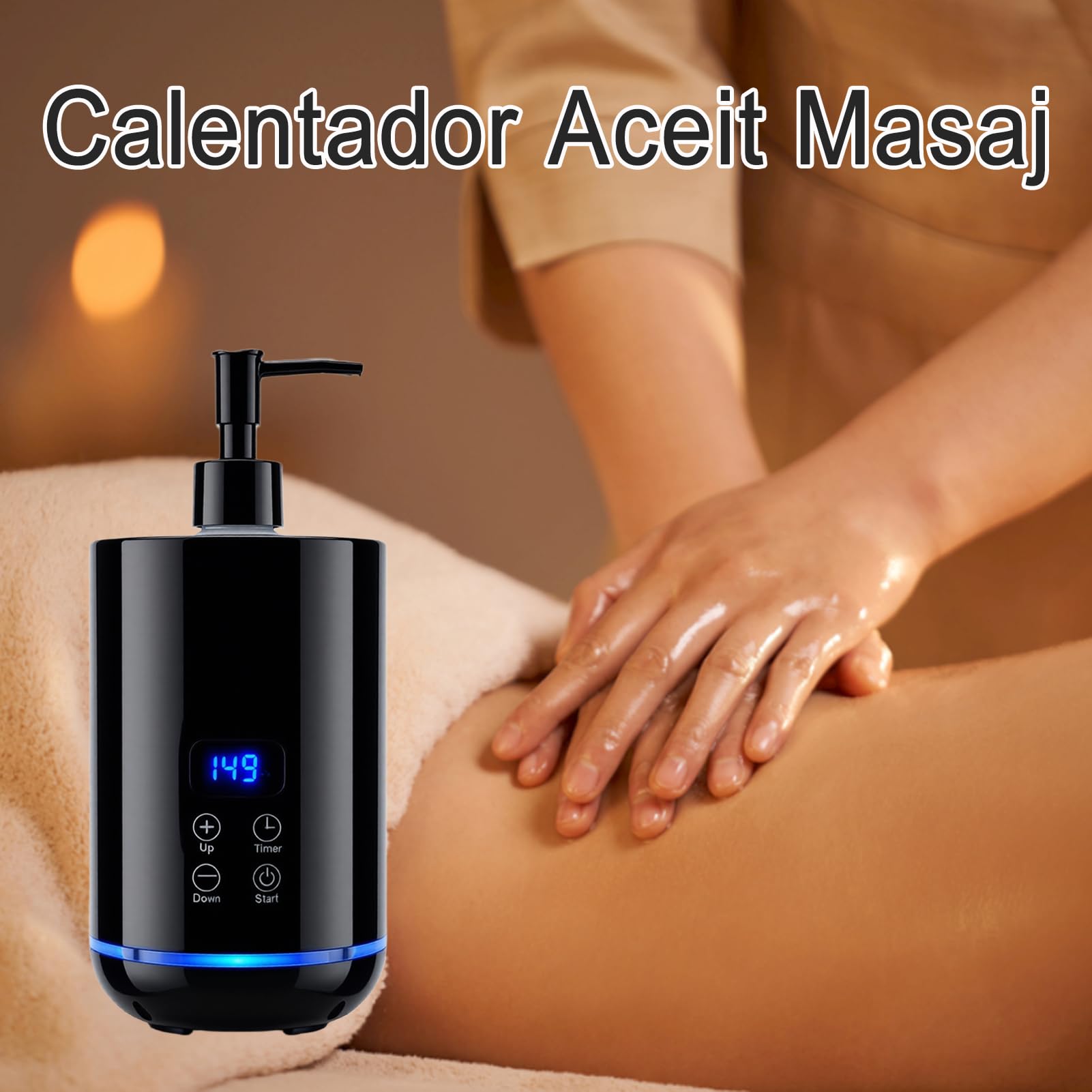 Profesional Calentador Aceit Masaj,Calentador de Aceite de Masaje con dos dispensadores para botellas, ideal para salones y uso doméstico (Negro)