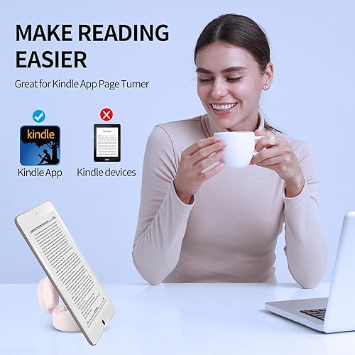 Miniatura 5 de Anillo TIK Tok actualizado, control remoto de página de aplicación Kindle, anillo de desplazamiento Bluetooth con soporte, control remoto Tiktok