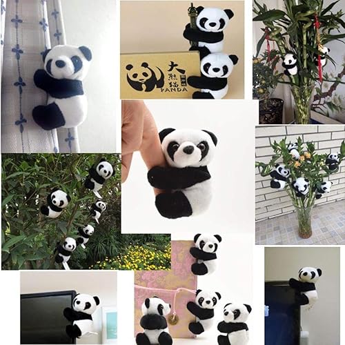Miniatura 8 de 9 piezas de peluche de panda de 4 pulgadas con clips de panda para cortina, soporte de notas, clips de fotos, lindo juguete de panda, juguete para
