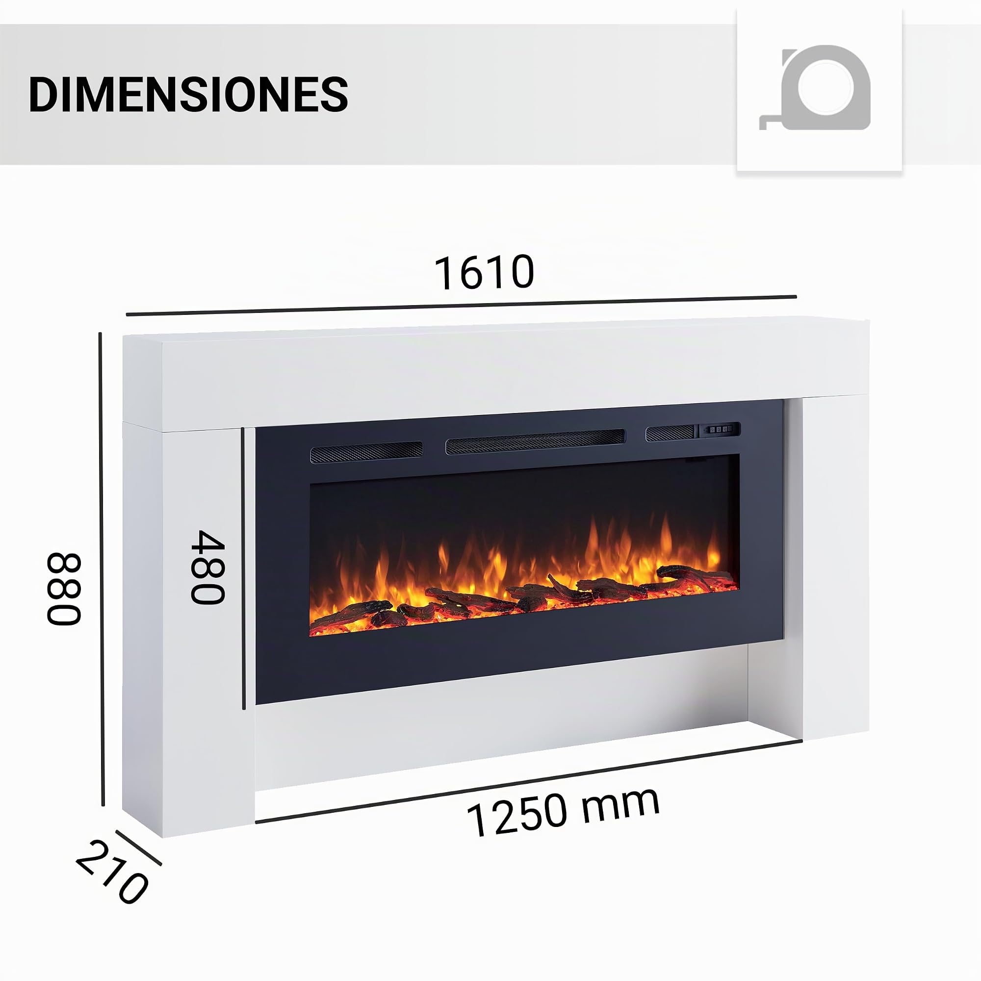 BALDERIA Zeus Chimenea electrica con Mueble Blanco | para Decoracion habitacion