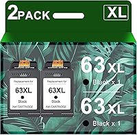 Vista 1 de 63XXL - Cartuchos de tinta negra de repuesto para HP Ink 63 63 XL, funciona con HP OfficeJet 3830 4650 4655 5255 3833 Envy 4520 4512 DeskJet 1112