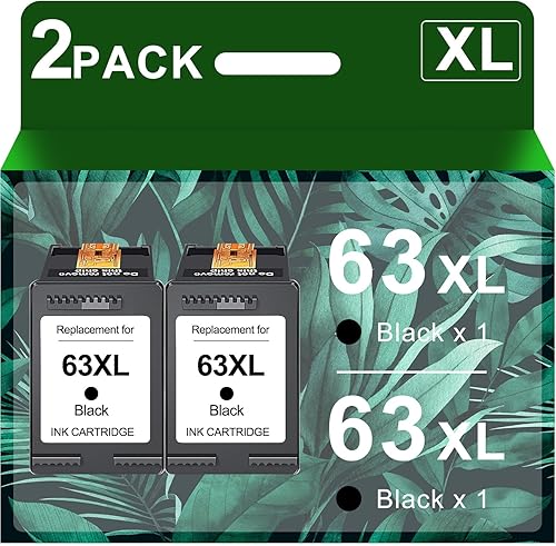 63XXL - Cartuchos de tinta negra de repuesto para HP Ink 63 63 XL, funciona con HP OfficeJet 3830 4650 4655 5255 3833 Envy 4520 4512 DeskJet 1112