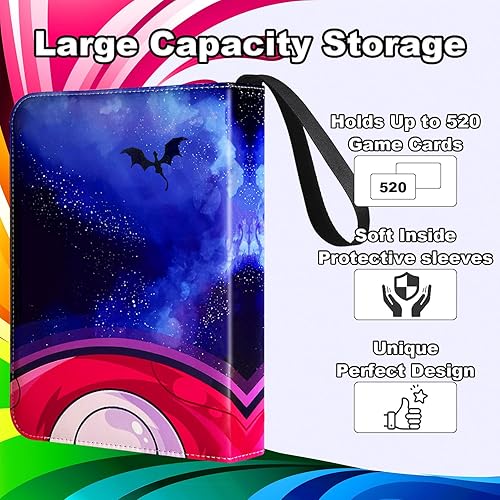 Miniatura 6 de Dmoicols Carpeta de tarjetas para tarjetas intercambiables de juegos, con 520 bolsillos y 65 fundas. Estuche coleccionable para tarjetas