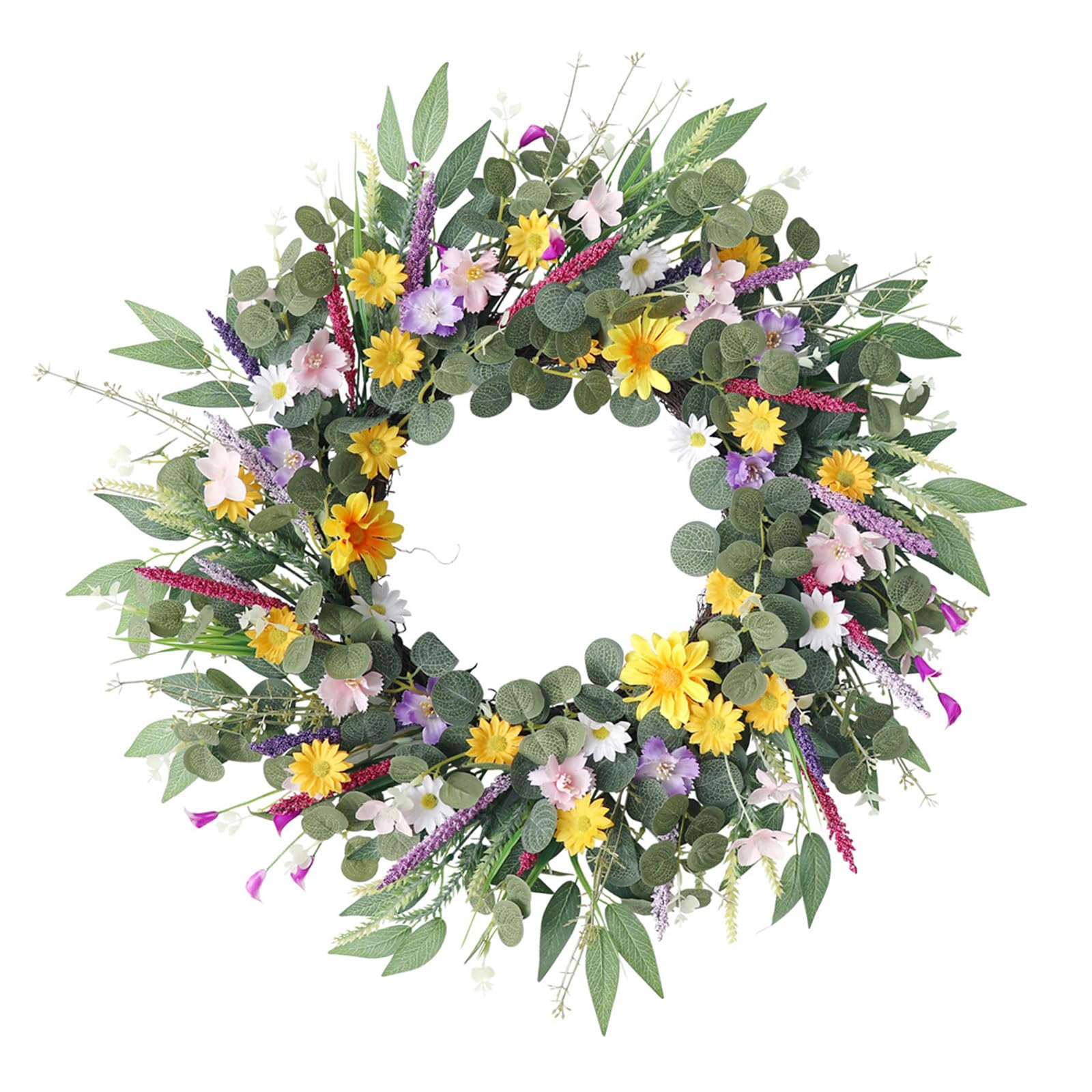 PANGBOER Artificial Flower with Leaves Realistic Wreath Wedding Decoration for Front Door Window Farmhouses Decoration Artificial Wreath
