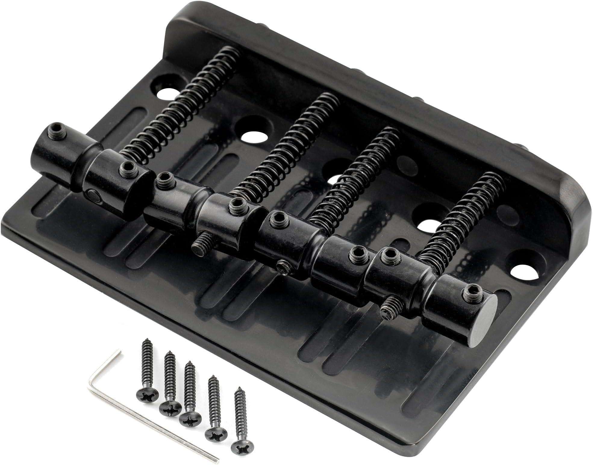 Musiclily Pro 57mm (2-1/4 inch) String Spacing Heavy Duty 4-String Bass Bridge Assembly, Black