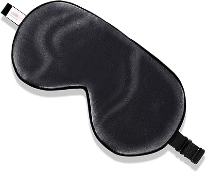 ZIMASILK Adjustable Mulberry Silk Sleep Mask Blindfold 100% Pure Mulberry Silk Eye Mask for Sleep with Bag Black