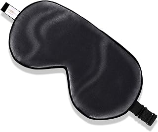 ZIMASILK Adjustable Mulberry Silk Sleep Mask Blindfold 100% Pure Mulberry Silk Eye Mask for Sleep with Bag (Black)