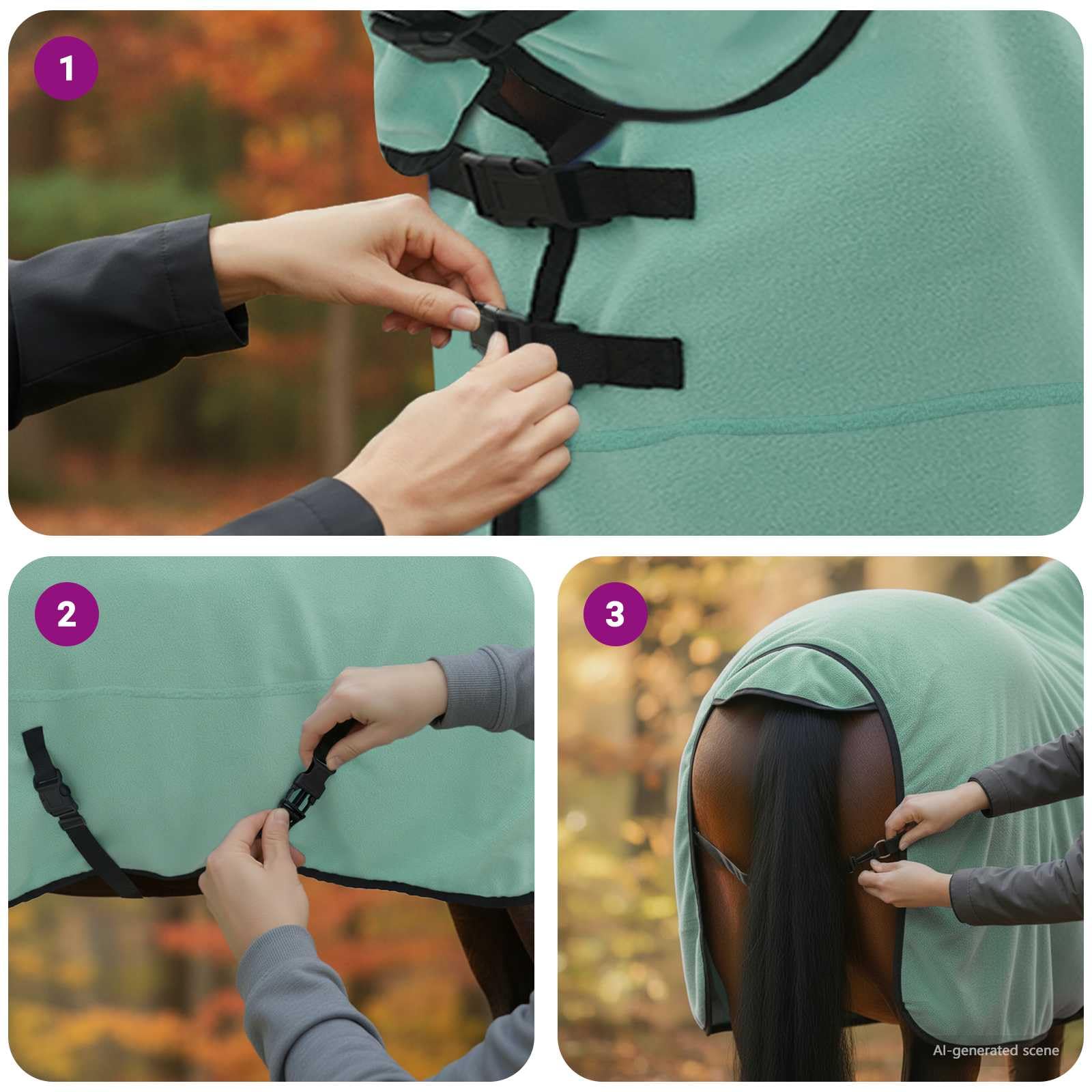 Manta para caballo verde especial de poliéster de 145 cm con diseño transpirable e impermeable para invierno establo y sauce, resistente a desgarros, forro, protección al aire libre contra el
