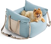 Vista 12 de Lesure Asiento de automóvil para perros pequeños - Asiento elevador suave para perros con bolsillo de almacenamiento y correa de seguridad con clip