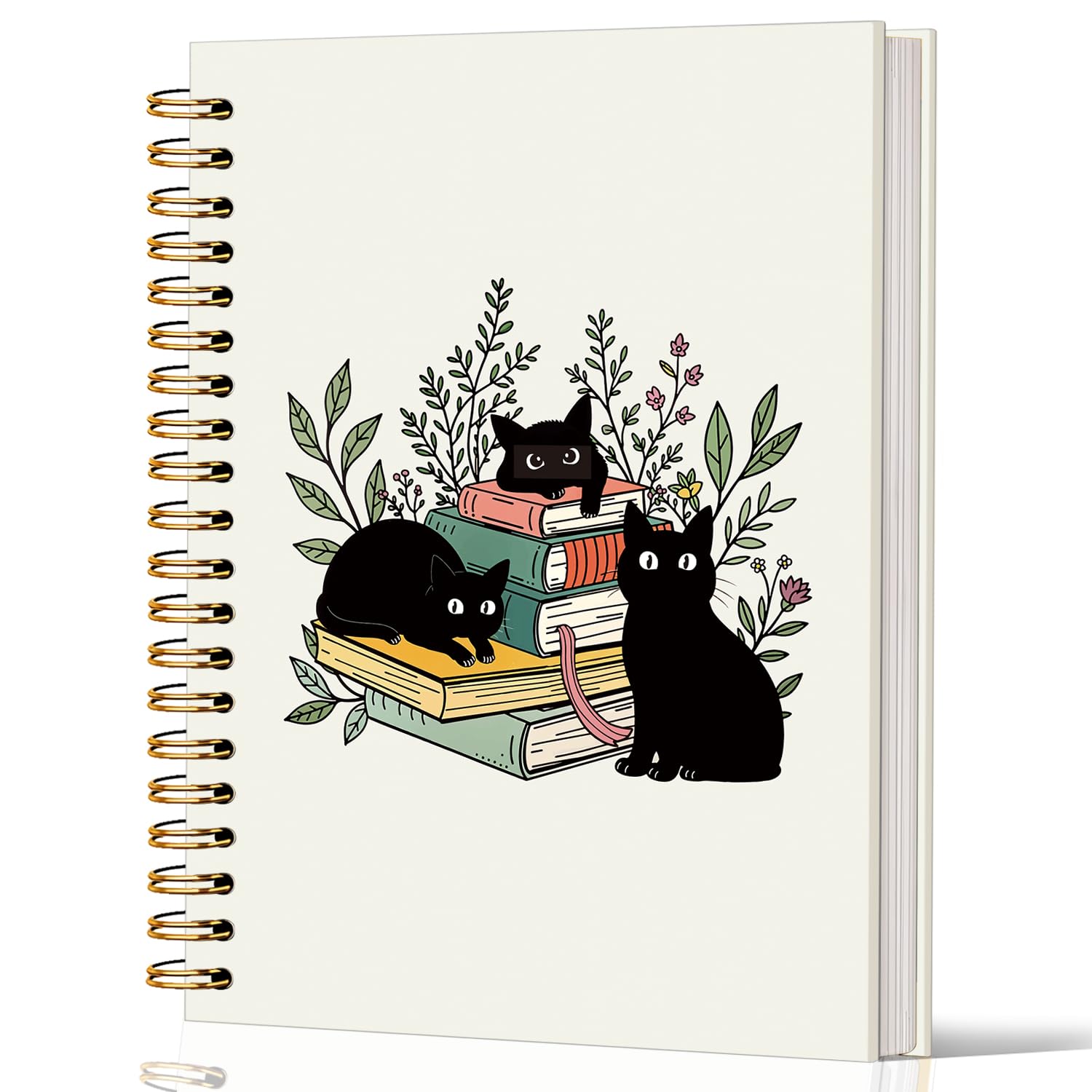 Lacama Black Cat Notebook Journal, Cute Cat Notebook Gifts for Women, Trendy Black Cat Spiral Notebooks, Gifts for Cat Lovers, Cat Stationary, Cat Notepad, School Supplies, Office Supplies 5.5x8.3