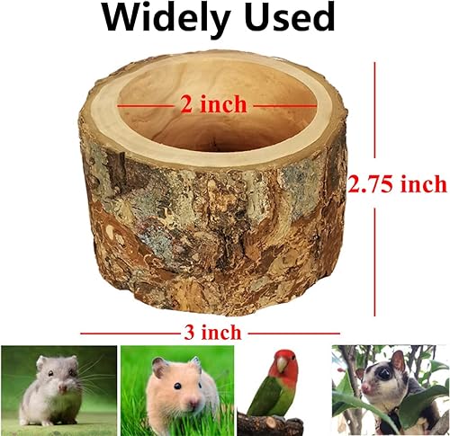 Miniatura 2 de Cuenco de alimentación de madera de manzana para animales pequeños, plato de comida para conejillo de indias, chinchilla, loros