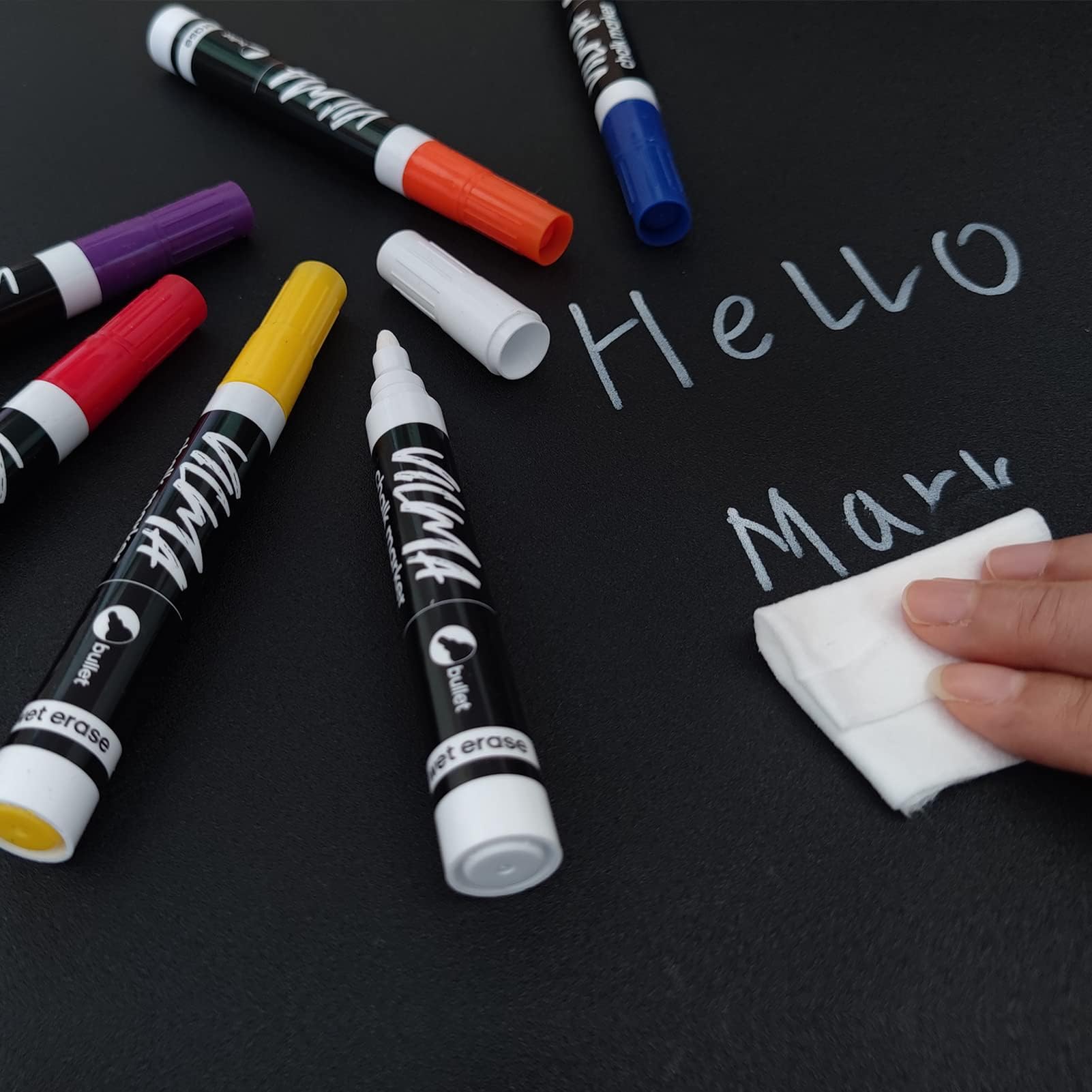 Vilma Liquid Chalk Pens Markers 36 Pack, Vibrant Opaque Ink, Easy to Erase for Glass, Windows, Mirrors and Chalkboards,12 Colours - Image 3
