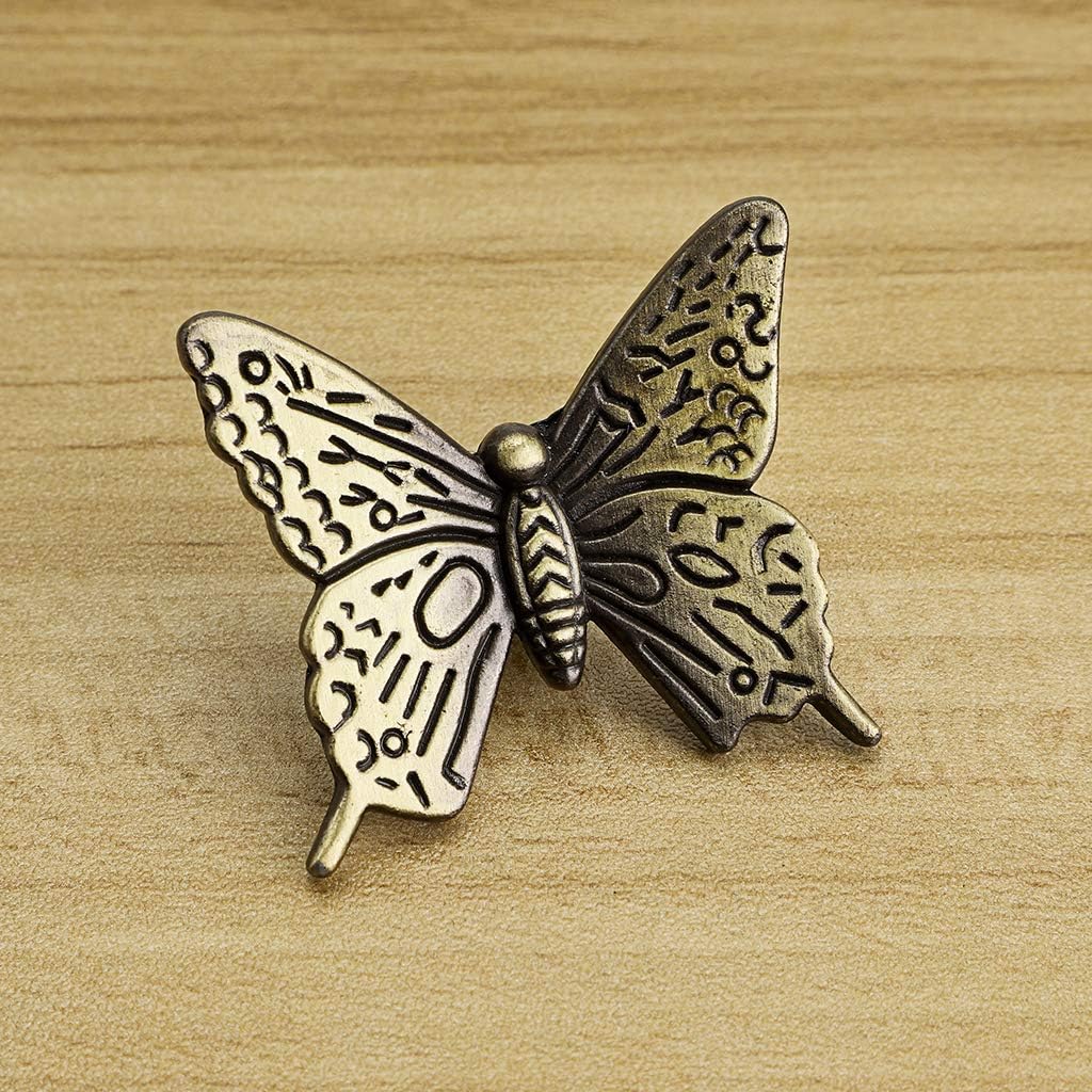 JUXYES Pack of 5 Vintage Butterfly Cupboard Door Knobs, Antique Bronze Drawer Pulls Retro Decorative Cabinet Handle Knobs for Dresser Drawer Cabinet Closet (Antique Bronze) - Image 5